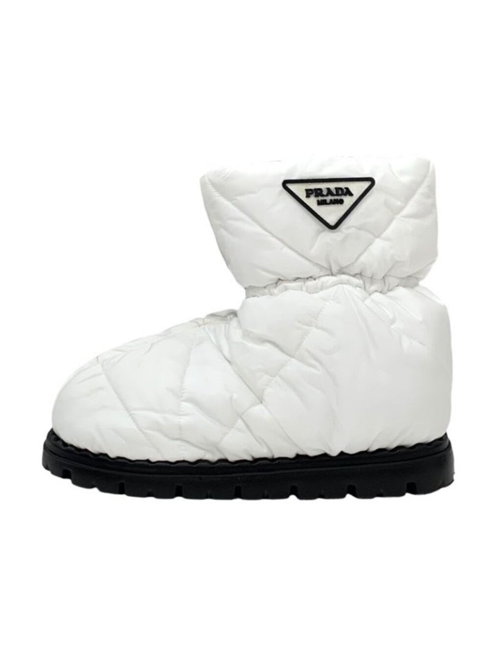 Prada Boots Short Snow Shoes Logo Nylon White - Picture 4 of 11